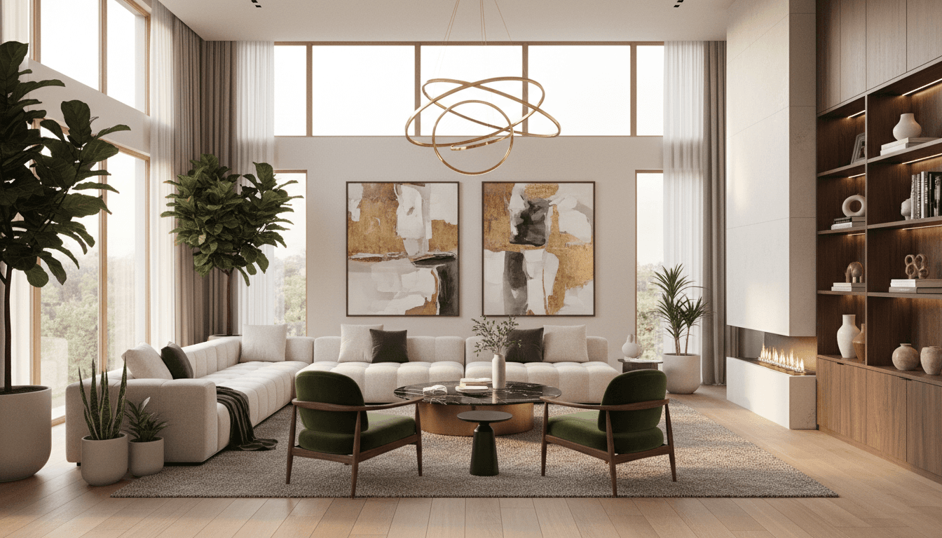 Refined Brooklyn living room with tailored furnishings and natural light